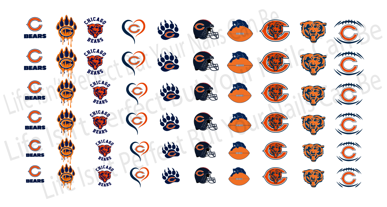 Bundle 2 Items: Chicago Bears Nail File and Nail Sticker Decals